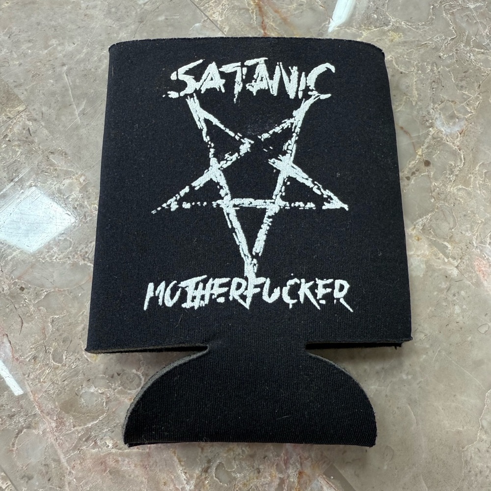 Satanic Motherf*cker Black & White Can Drink Koozie